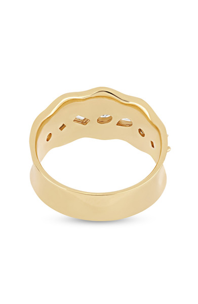 18K Yellow Gold Natural Diamond Kiera Fine Wide Statement Ring