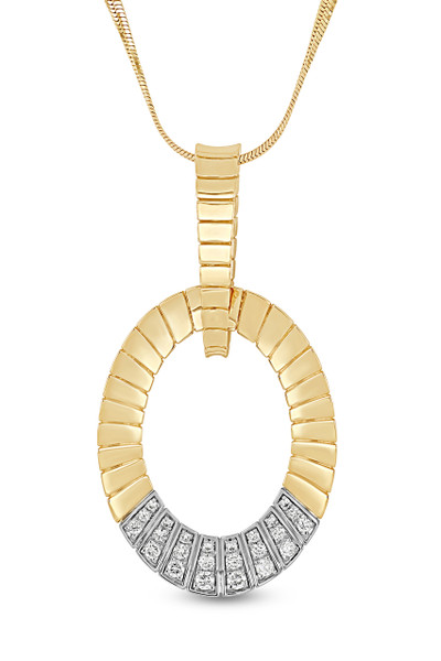 18K White and Yellow Gold Natural Diamond Cleo Dazzling Pendant Necklace