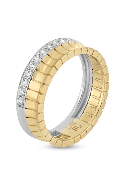 18K White and Yellow Gold Natural Diamond Cleo Statement Ring