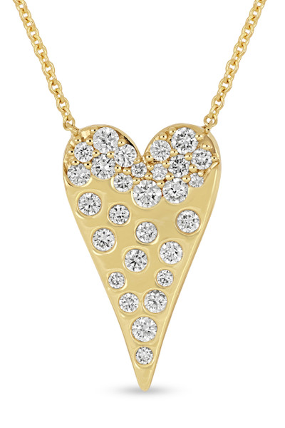 18K Yellow Gold Natural Diamond Kiera Delicate Heart Pendant Necklace