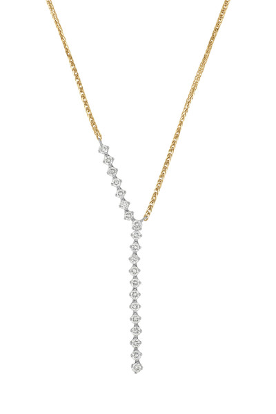 18K White and Yellow Gold Natural Diamond Liora Exquisite Y-Neck Necklace