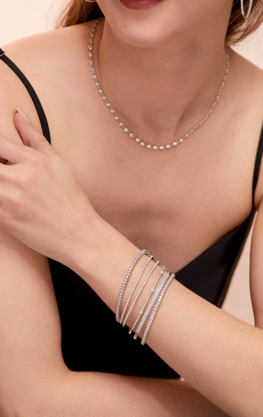 18K White Gold Diamond Audrey Fine Stretch Tennis Bracelet