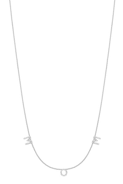 18K White Gold Natural Diamond Classic 3 Charms Personalized Pendant Necklace