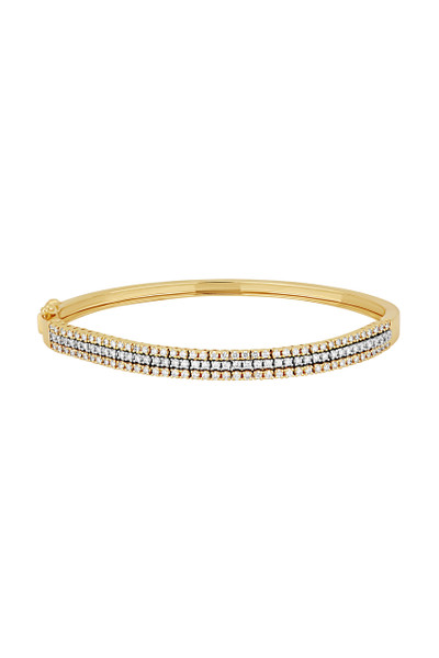 18K White and Yellow Gold Diamond Audrey 3-Row Bangle Bracelet