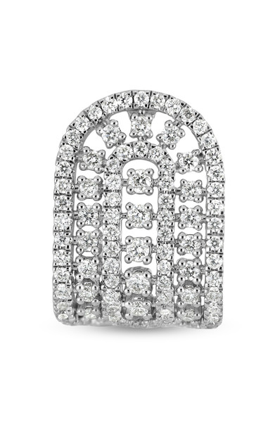 18K White Gold Natural Diamond Bardot Half Huggie Stud Earrings