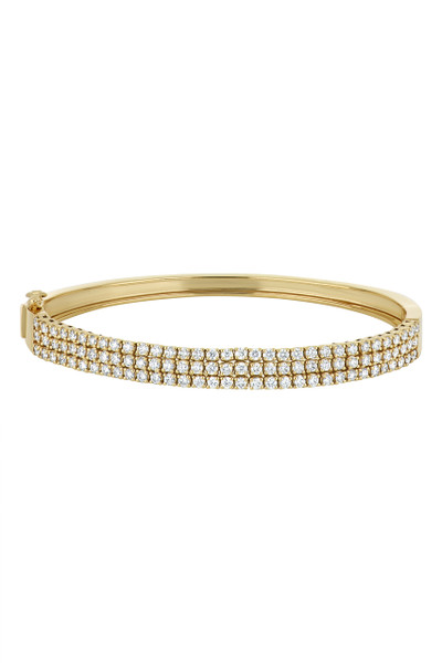 18K Yellow Gold Natural Diamond Audrey 3-Row Luminous Bangle Bracelet