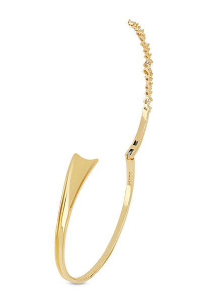 18K Yellow Gold Natural Diamond Kiera Cuff Bangle Bracelet