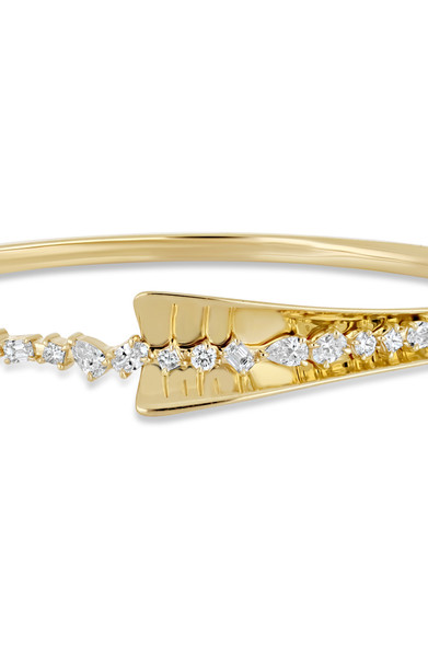 18K Yellow Gold Natural Diamond Kiera Cuff Bangle Bracelet