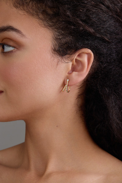 18K Yellow Gold Natural Diamond Gatsby Half Huggie Hoop Earrings