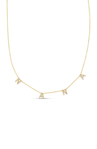 18K Yellow Gold Natural Diamond Icon 4 Charms Pendant Necklace