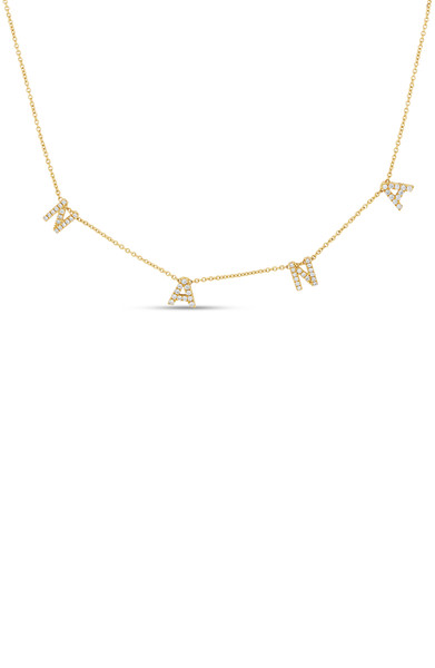 18K Yellow Gold Natural Diamond Icon 4 Charms Pendant Necklace