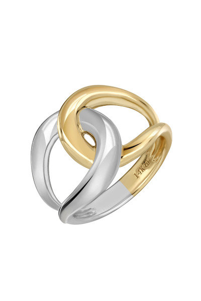 14K White and Yellow Gold Bony Levy Loop Statement Ring