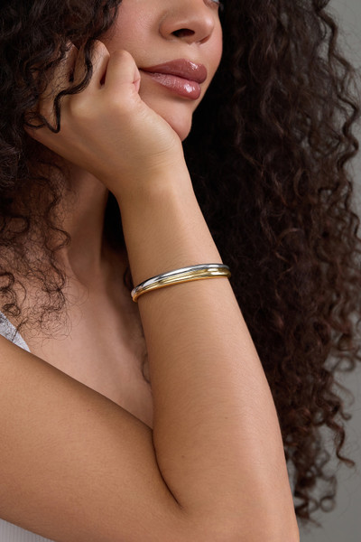 14K White and Yellow Gold Bony Levy Cuff Bangle Bracelet