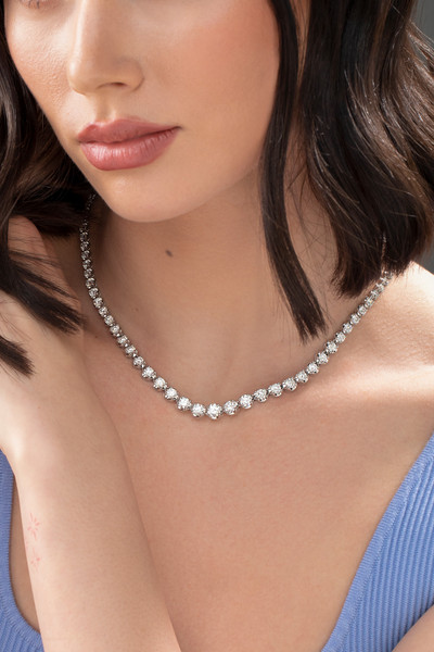 18K White Gold Natural Diamond Collectors Tennis Necklace