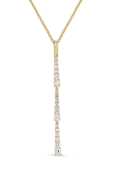 18K Yellow Gold Diamond Audrey Exquisite Y Drop Pendant Necklace