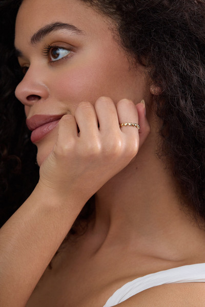 14K Yellow Gold Bony Levy Linked Heart Band Ring