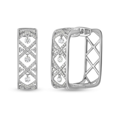 18K Audrey 22mm 0.87ct. Natural Dancing Diamond Hoop Earrings