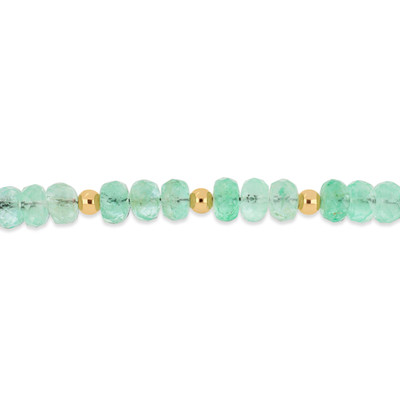 14K Yellow Gold Iris Emerald Beaded Statement Necklace