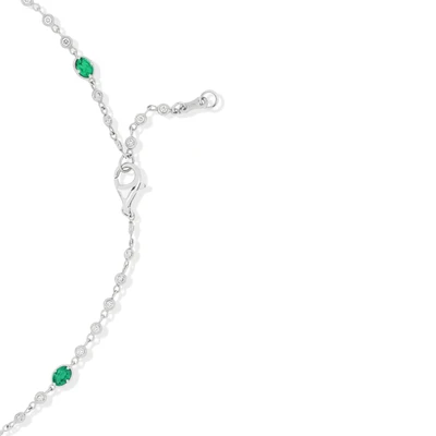 18K White Gold El Mar Emerald and Natural Diamond by the Yard Necklace