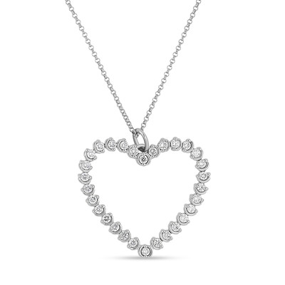 18K White Gold Liora Natural Diamond Heart Pendant Necklace