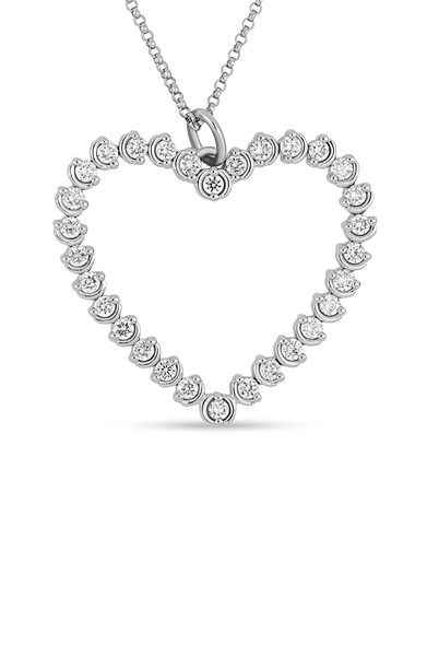 18K White Gold Liora Natural Diamond Heart Pendant Necklace