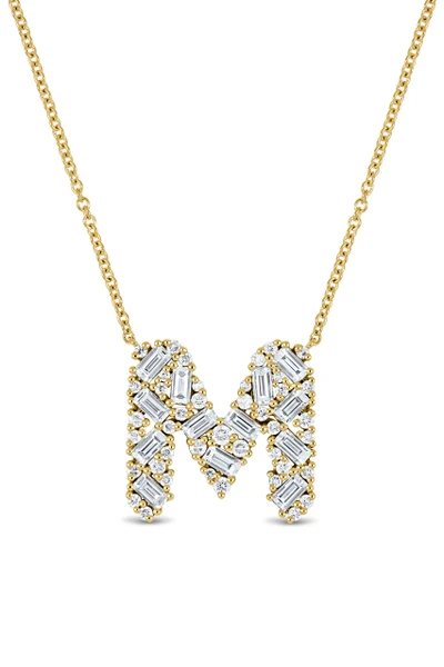 18K Yellow Gold Gatsby Natural Diamond Initial Pendant Necklace