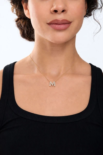 18K Yellow Gold Gatsby Natural Diamond Initial Pendant Necklace