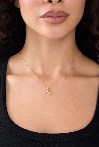18K Yellow Gold Gatsby Natural Diamond Initial Pendant Necklace