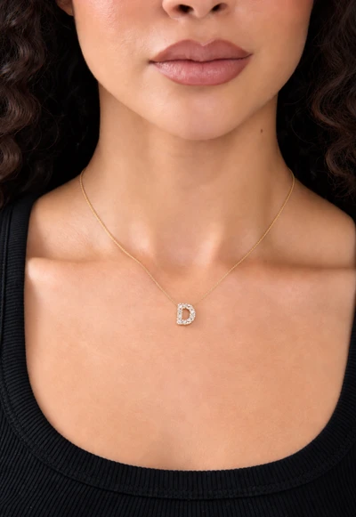 18K Yellow Gold Gatsby Natural Diamond Initial Pendant Necklace