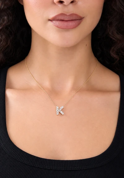 18K Yellow Gold Gatsby Natural Diamond Initial Pendant Necklace
