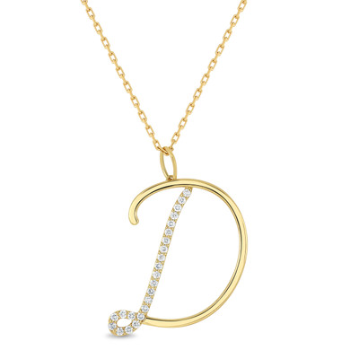 18K Yellow Gold Kiera Natural Diamond Initial Pendant Necklace