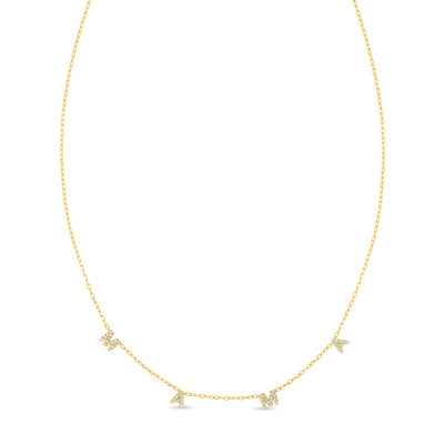 18K Yellow Gold Icon Natural Diamond "Mama" Station Necklace
