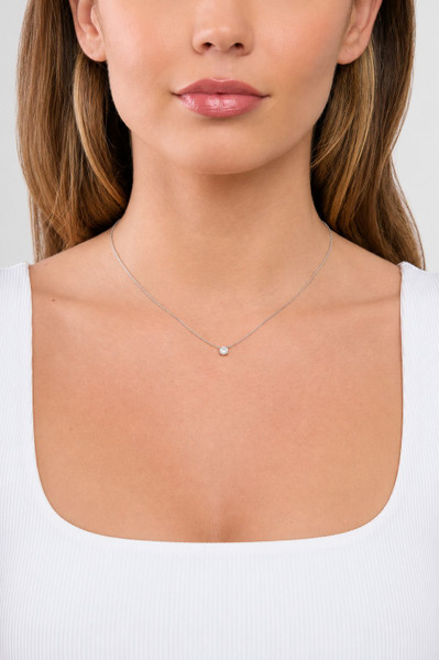 14K White Gold Natural Diamond 4 Prong Solitaire Pendant