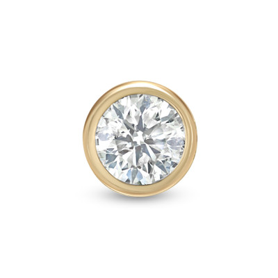 14K Yellow Gold Natural Diamond Bezel Single Stud Earring