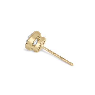 14K Yellow Gold Natural Diamond Bezel Single Stud Earring