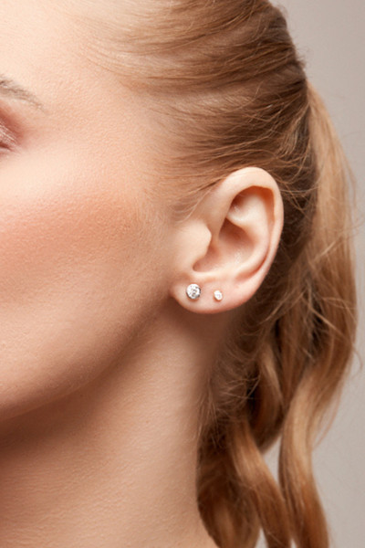 14K Yellow Gold Natural Diamond Bezel Single Stud Earring