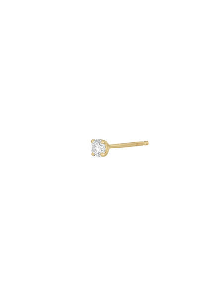 14K Yellow Gold Natural Diamond 4 Prong Single Stud Earring