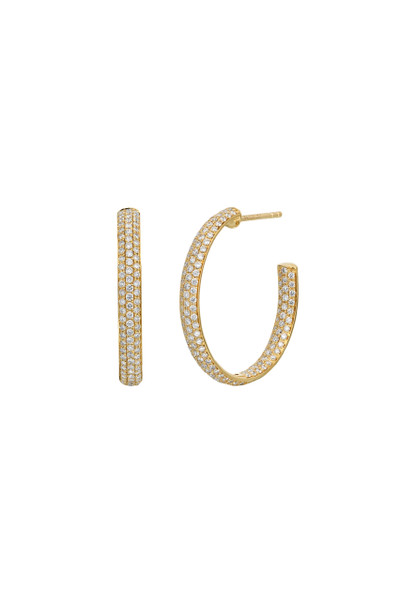 18K Yellow Gold Bardot Natural Diamond Hoops Earrings