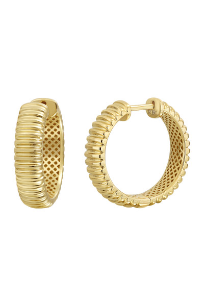 14K Yellow Gold Textured Hoop Earrings