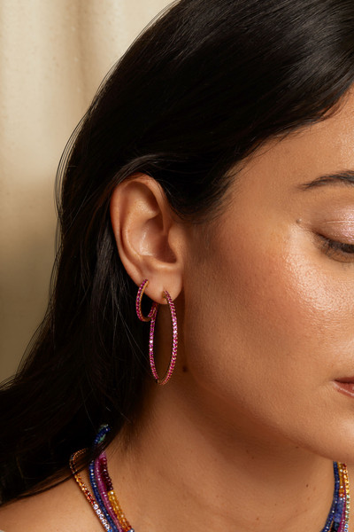 18K Yellow Gold El Mar Ruby Hoop Earring