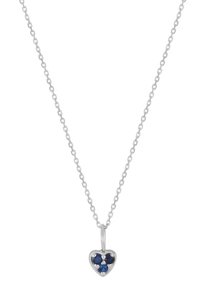 18K White Gold El Mar Sapphire Petite Heart Pendant Necklace