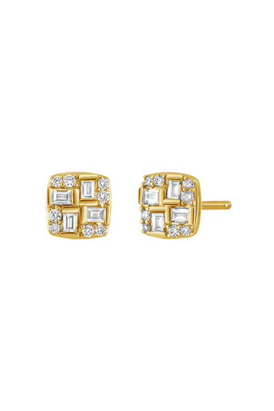 18K Yellow Gold Gatsby Natural Diamond Stud Earrings
