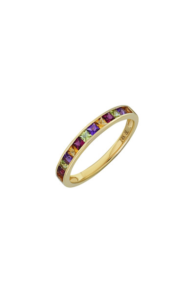 14K Yellow Gold Mix Colored Stackable Ring