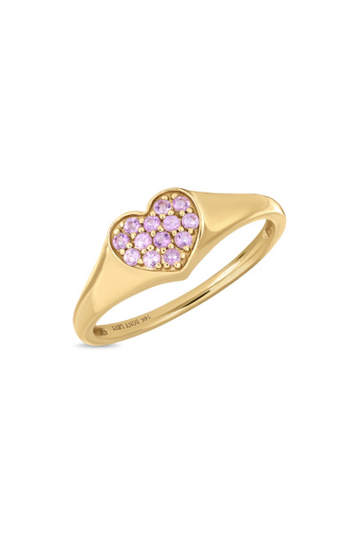 14K Yellow Gold Amethyst Heart Ring