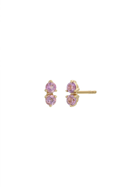 14K Yellow Gold Amethyst Stud Earrings