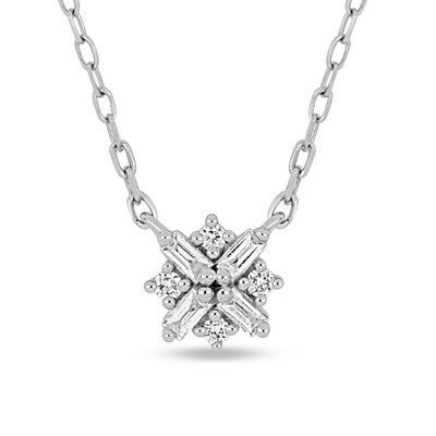 18K White Gold Gatsby Natural Diamond Pendant Necklace