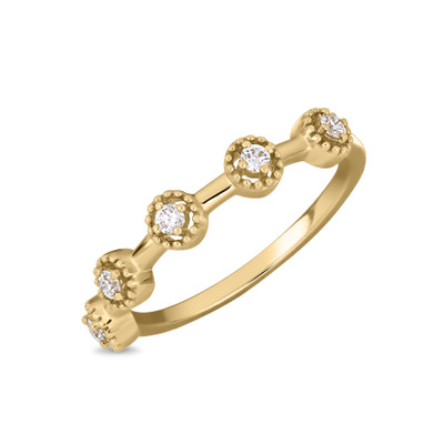 18K Yellow Gold Monaco Natural Diamond Multi Bezel Stackable Ring