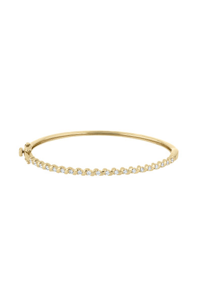 18K Yellow Gold Florentine Natural Diamond Bangle Bracelet