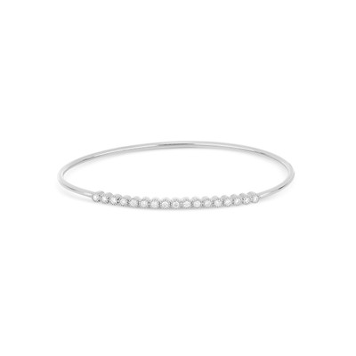 18K White Gold Monaco Natural Diamond  Minimalist Bangle Bracelet