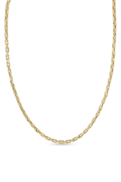 14K Yellow Gold Men's Elongated Cable Chain Necklace